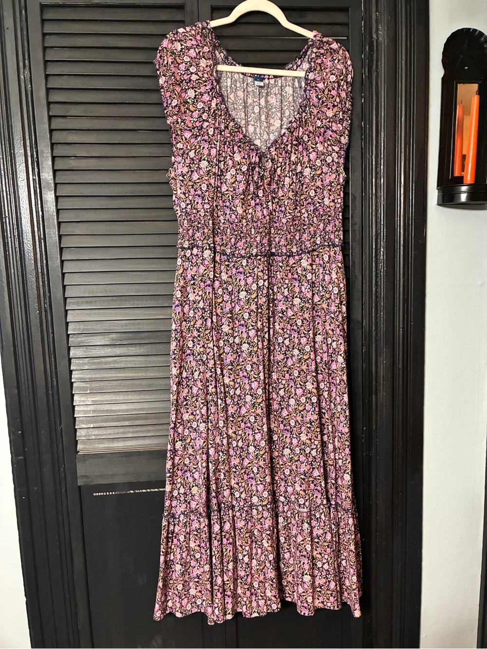 Old Navy Pink Floral Maxi Dress with Smocked Waist